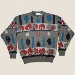 Vintage Wool‎ Acrylic Blend Grandpa Sweater London Fog - Size Large